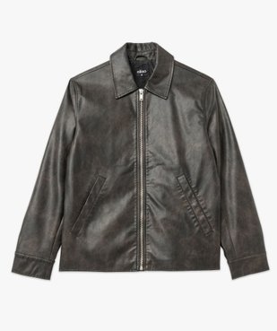 Blouson zippé en cuir imitation à col chemise homme vue4 - GEMO (HOMME) - GEMO