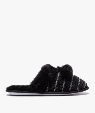 Chaussons femme mules en maille chenille avec pompons vue1 - GEMO(HOMWR FEM) - GEMO