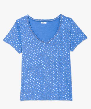 Tee-shirt femme à col V et détails dorés vue4 - GEMO (G TAILLE) - GEMO