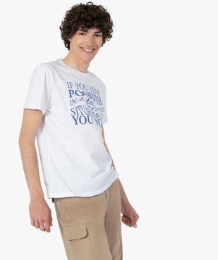 Tee-shirt homme à manches courtes avec inscription positive vue1 - GEMO (HOMME) - GEMO