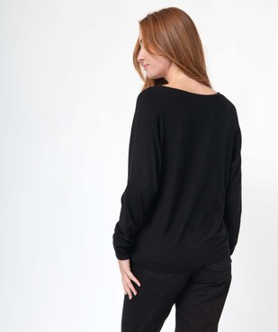 Pull femme en maille fine avec col zippé et manches chauve-souris vue3 - GEMO 4G FEMME - GEMO