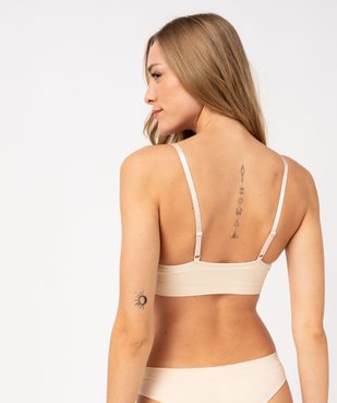 Brassière push-up en maille côtelée à fines bretelles vue3 - GEMO 4G FEMME - GEMO