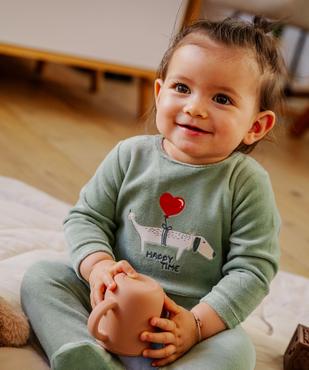 Pyjama en velours motif chien bébé vue1 - GEMO 4G BEBE - GEMO