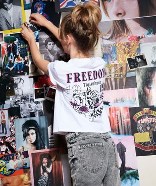 Tee-shirt fille à manches courtes avec motif rock dans le dos vue1 - GEMO 4G FILLE - GEMO