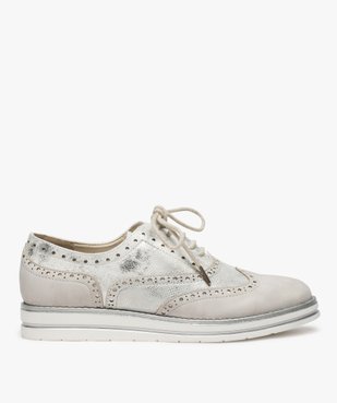 Derbies femme pailletés avec bout golf vue2 - GEMO (CASUAL) - GEMO