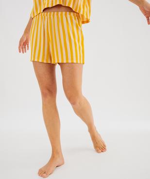 Short de pyjama à rayures en viscose femme vue1 - GEMO 4G FEMME - GEMO
