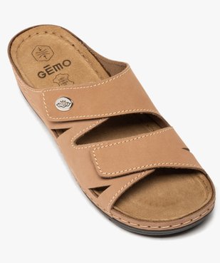 Mules femme confort unies dessus cuir à brides scratch vue5 - GEMO (CONFORT) - GEMO