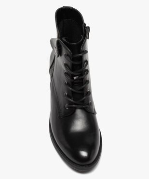 Bottines femme unies à talon large fermeture lacets et zip vue5 - GEMO (CASUAL) - GEMO