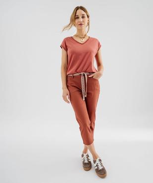 Tee-shirt à manches courtes avec finitions scintillantes femme vue4 - GEMO 4G FEMME - GEMO