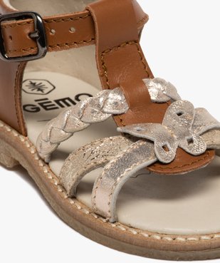 Sandales bébé fille en cuir talon fermé et brides métallisées vue6 - GEMO(BEBE DEBT) - GEMO