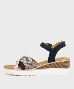 Sandales à talon compensé et brides multimatières femme vue3 - VALENTINA BALDA - GEMO