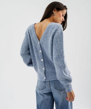 Gilet en maille douillette à dos fantaisie femme vue1 - GEMO 4G FEMME - GEMO