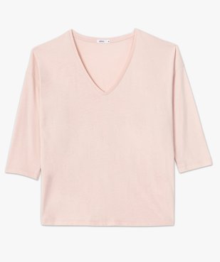 Tee-shirt femme à manches ¾ col V vue4 - GEMO(FEMME PAP) - GEMO