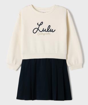 Robe bicolore avec inscription brodée fille - LuluCastagnette vue2 - LULUCASTAGNETTE - GEMO