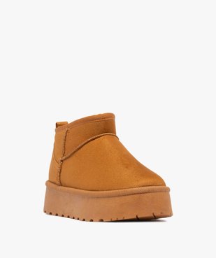 Boots femme fourrées en suédine avec semelle plateforme vue3 - 5 MILES - GEMO