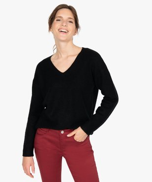 Pull femme col V en maille ultra douce vue1 - GEMO(FEMME PAP) - GEMO
