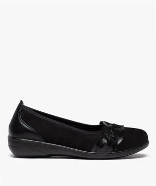 Ballerines femme confort en suédine avec bride tressée vue1 - GEMO 4G FEMME - GEMO