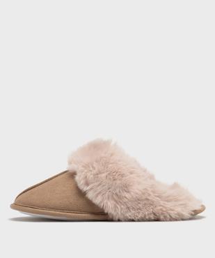 Chaussons mules en suédine avec fourrure imitation femme vue3 - GEMO 4G FEMME - GEMO