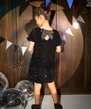 Robe courte à manches courtes ballons et sequins fille vue1 - GEMO (ENFANT) - GEMO