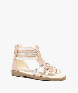 Sandales fille semi-montantes à fines brides métallisées vue2 - GEMO (ENFANT) - GEMO