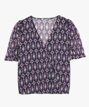 Blouse femme cache-cœur à manches bouffantes et motifs vue4 - GEMO(FEMME PAP) - GEMO