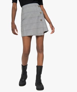 Jupe short femme effet portefeuille motif Prince de Galles vue1 - GEMO(FEMME PAP) - GEMO