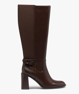 Bottes femmes unies à talon carré évasé avec tige élastique vue1 - GEMO(URBAIN) - GEMO
