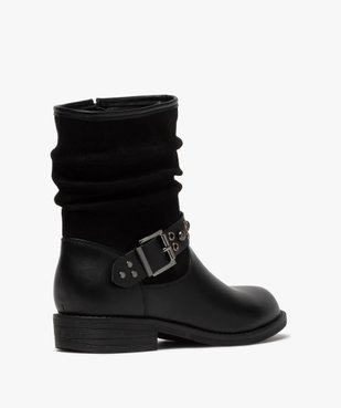 Boots femme style motardes unies à talon plat vue4 - GEMO (CASUAL) - GEMO