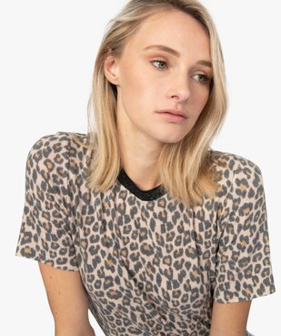 Tee-shirt femme à manches courtes et imprimé animalier vue2 - GEMO(FEMME PAP) - GEMO