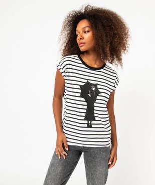 Tee-shirt à manches courtes rayé femme - Wednesday vue6 - WEDNESDAY - GEMO