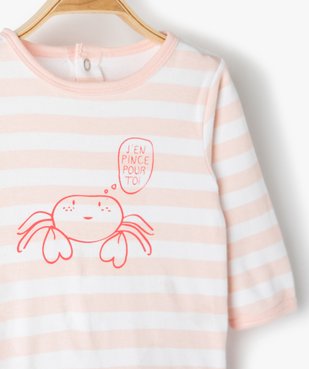 Pyjama bébé fille à rayures et motif crabe vue2 - GEMO C4G BEBE - GEMO