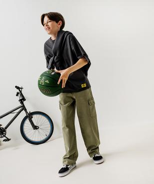 Pantalon cargo loose en denim stretch coloré garçon vue6 - GEMO (JUNIOR) - GEMO