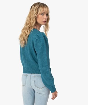Gilet femme en maille fantaisie à col rond vue3 - GEMO(FEMME PAP) - GEMO