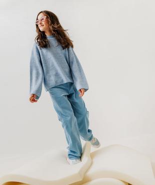 Pull loose en maille côtelée bicolore col cheminée fille vue1 - GEMO (JUNIOR) - GEMO