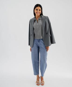 Cardigan zippé coupe courte femme vue4 - GEMO 4G FEMME - GEMO