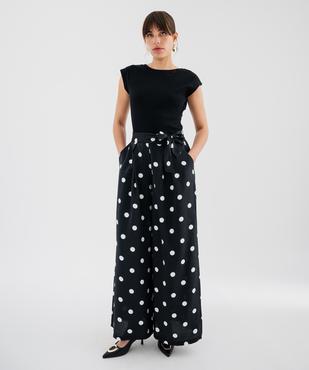 Pantalon large en viscose fluide à pois femme vue4 - GEMO 4G FEMME - GEMO