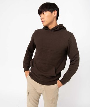 Sweat homme à capuche en coton piqué vue2 - GEMO (HOMME) - GEMO