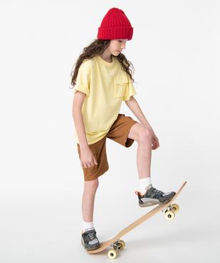 Tee-shirt garçon en coton flammé à manches courtes et poche poitrine vue5 - GEMO (JUNIOR) - GEMO