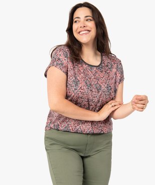 Tee-shirt femme grande taille avec col pailleté vue1 - GEMO (G TAILLE) - GEMO