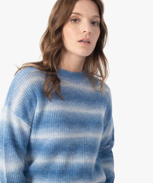 Pull femme court en maille fine effet tie and dye vue1 - GEMO 4G FEMME - GEMO