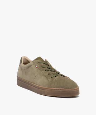 Baskets homme unies dessus et intérieur cuir – Tanéo vue2 - TANEO - GEMO