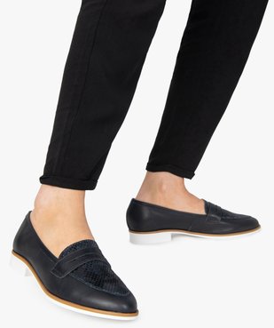 Mocassins femme à talon plat et semelle contrastante vue1 - GEMO (CASUAL) - GEMO