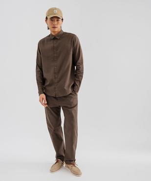 Chemise à manches longues en lin et coton coupe regular homme vue4 - GEMO 4G HOMME - GEMO