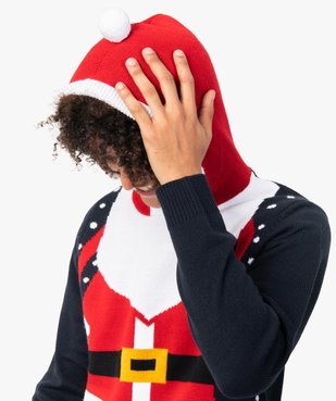 Pull homme à capuche avec motif Père Noël vue2 - GEMO (HOMME) - GEMO