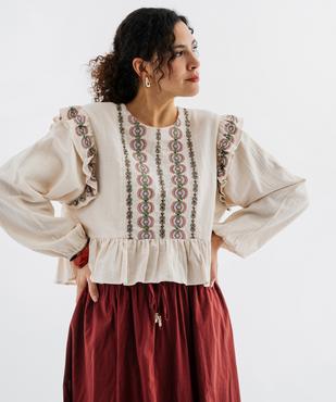 Blouse à manches longues avec volants fantaisie femme vue3 - GEMO(FEMME PAP) - GEMO