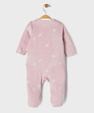 Pyjama en velours avec ouverture avant et motifs pois bébé  vue3 - GEMO 4G BEBE - GEMO