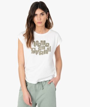 Tee-shirt femme à manches courtes avec motif vue2 - GEMO(FEMME PAP) - GEMO