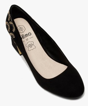 Escarpins femme en suédine avec talon et détails métallisés vue5 - GEMO(URBAIN) - GEMO