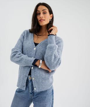 Gilet en maille douillette à dos fantaisie femme vue3 - GEMO 4G FEMME - GEMO