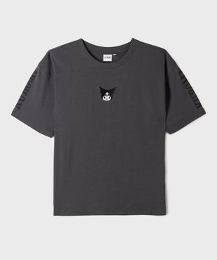 Tee-shirt manches courtes en jersey de coton imprimé devant et dos fille - Kuromi vue1 - KUROMI - GEMO